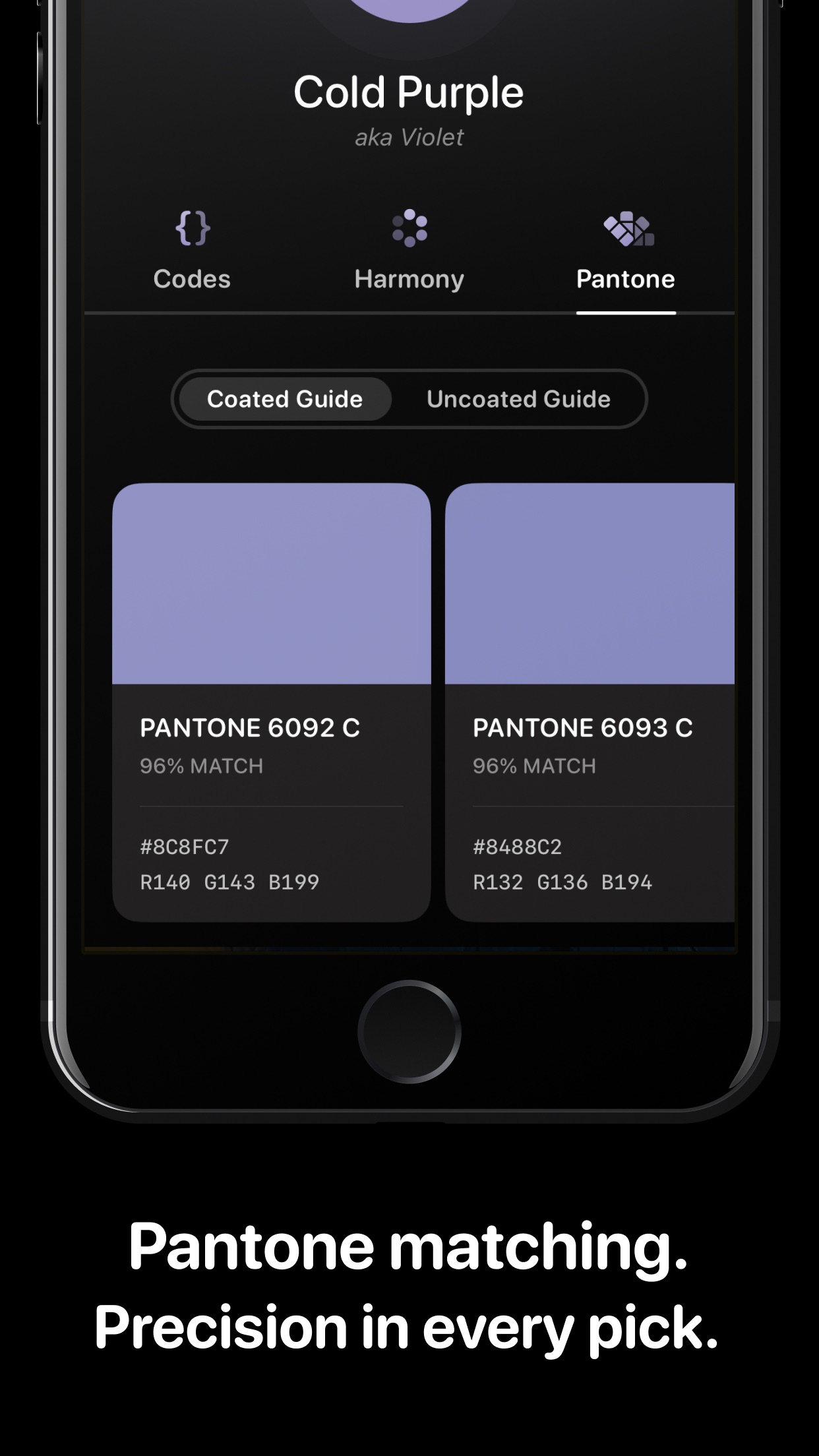 Screenshot do app Cone: Color Picker & Pantone