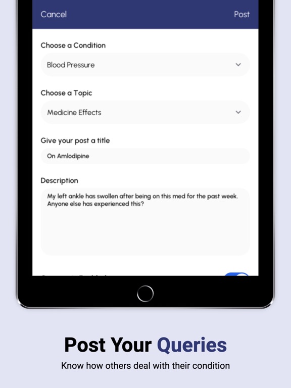 BP+Diabetes Groups - CuroPeers iPad screenshot 3 - Social Networking app