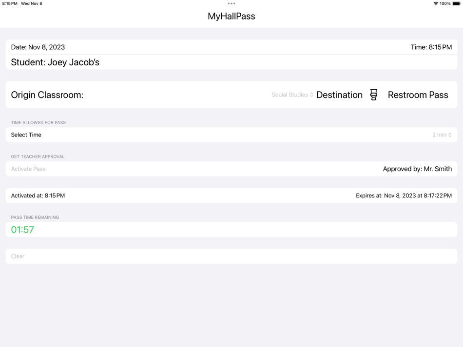 #8. -MyHallPass (iOS) 来自: Bob Lawson