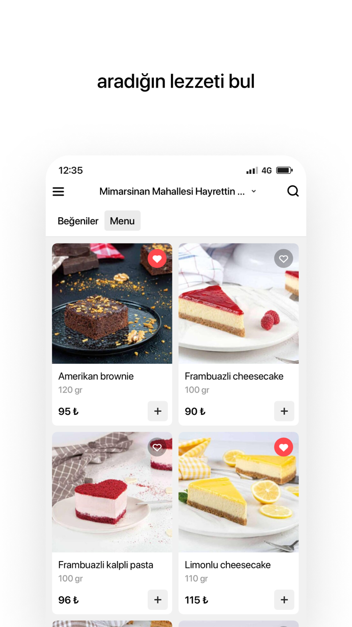 Cafe Safran Kek Pasta Siparişi