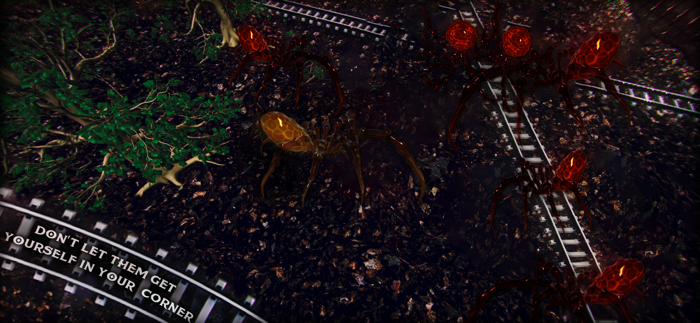 Scary Spider Train Rails Dark