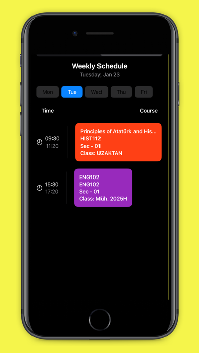 Atilim Schedule Screenshot