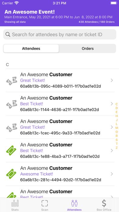 Eventnoire Organizer Screenshot