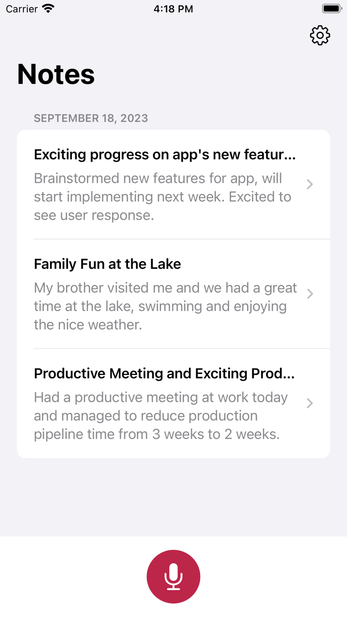 AI Memos Audio Notes