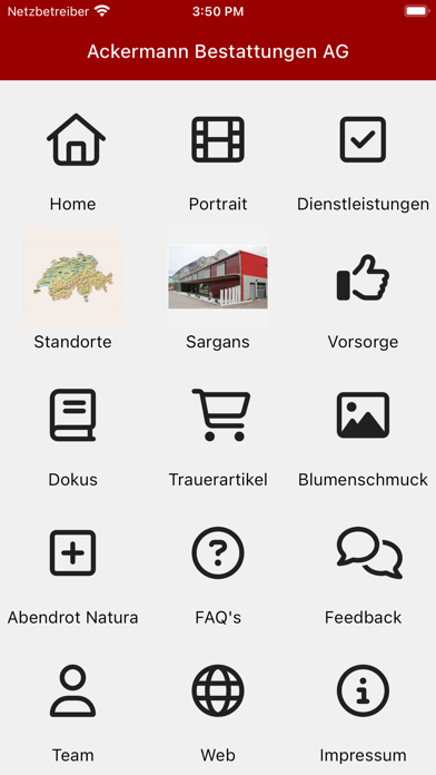 Ackermann Bestattungen AG Screenshot