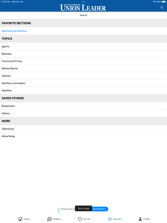New Hampshire Union Leader iPad screenshot 2 - News app