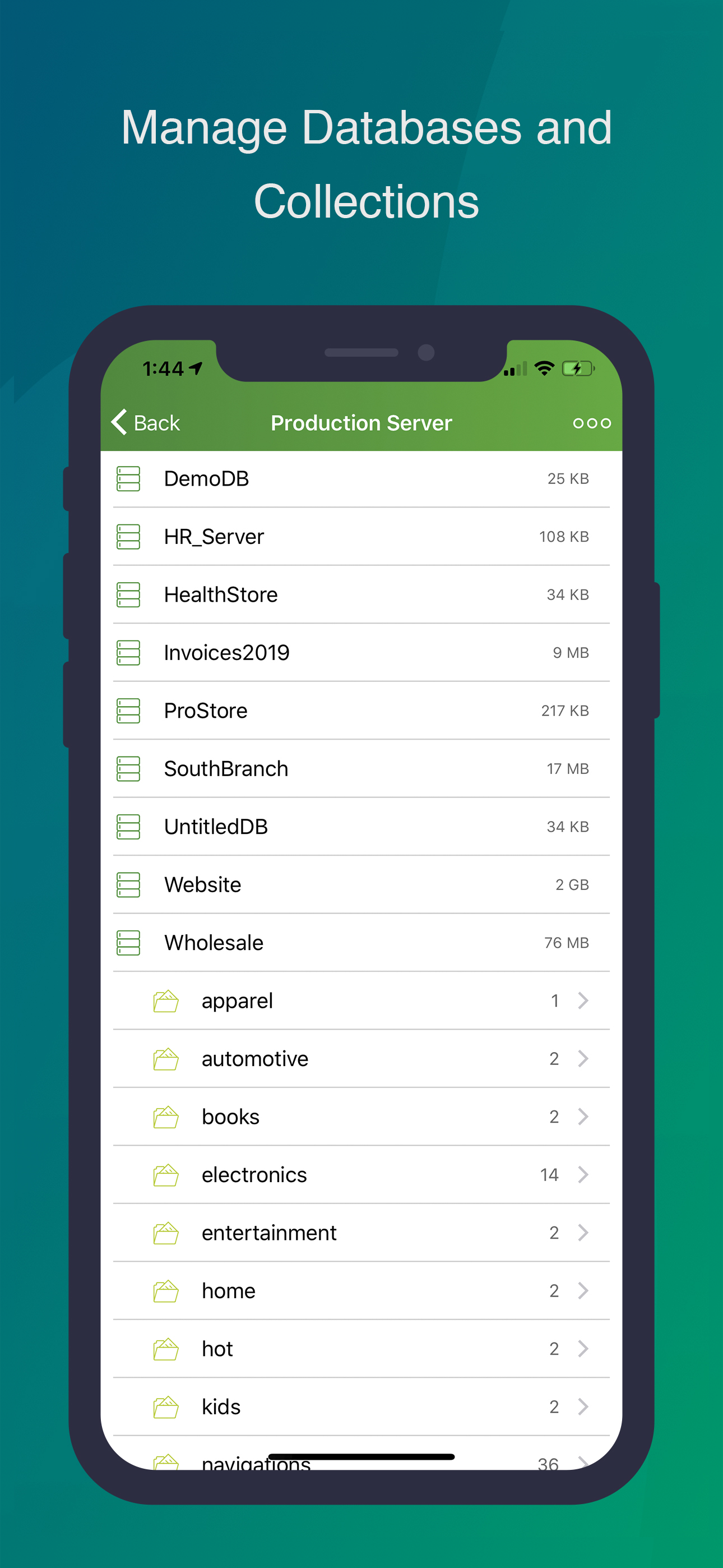 MongoLime - manage databases
