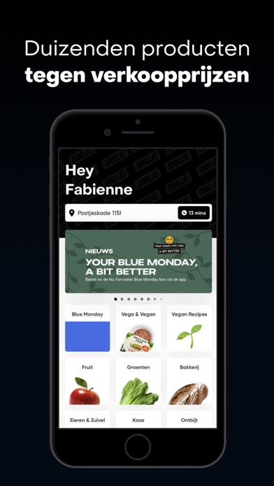 Gorillas boodschappen bezorgen iPhone app afbeelding 2