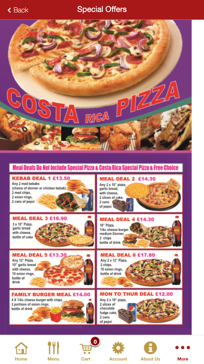 Costa Rica Pizza Sheffield App