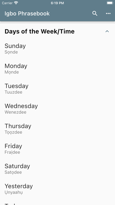 Igbo Phrasebook Screenshot