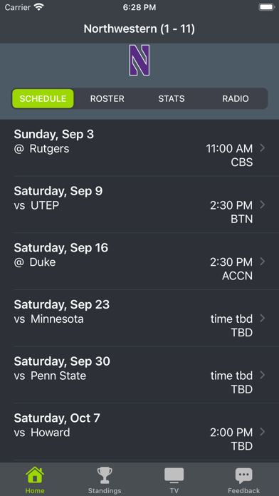 Screenshot #1 pour Northwestern Football