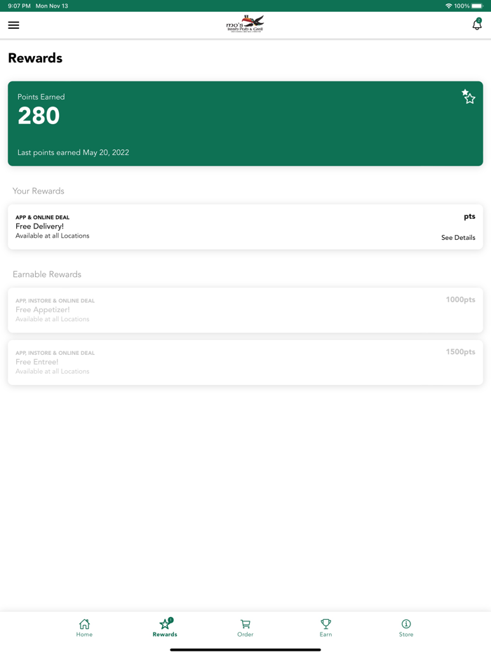 Mos Irish Pub Rewards