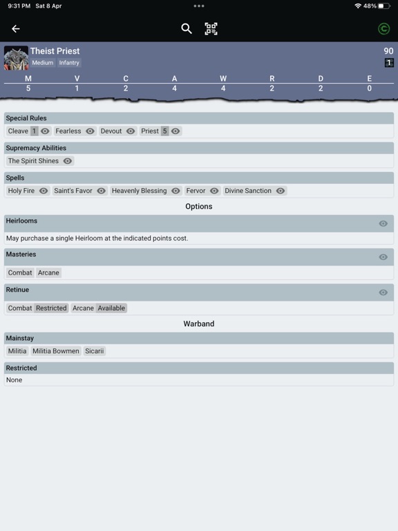 Conquest Companion App iPad screenshot 3 - Utilities app