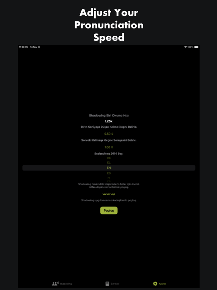 Shadowing App Speech Practice