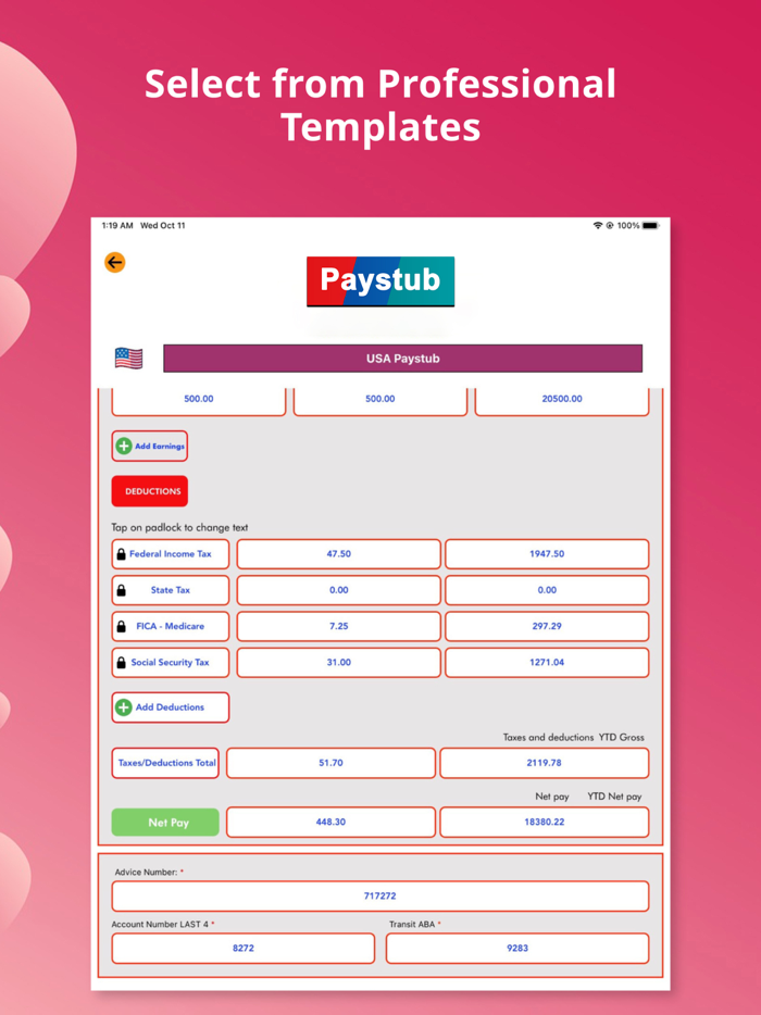 Paystub - Easy Paycheck Maker
