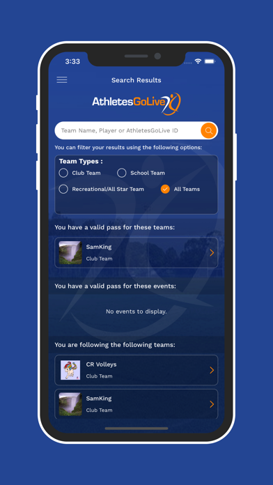 AthletesGoLive Volleyball Screenshot