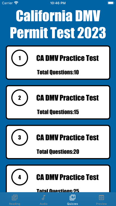 CA DMV Permit Test 2023 Screenshot
