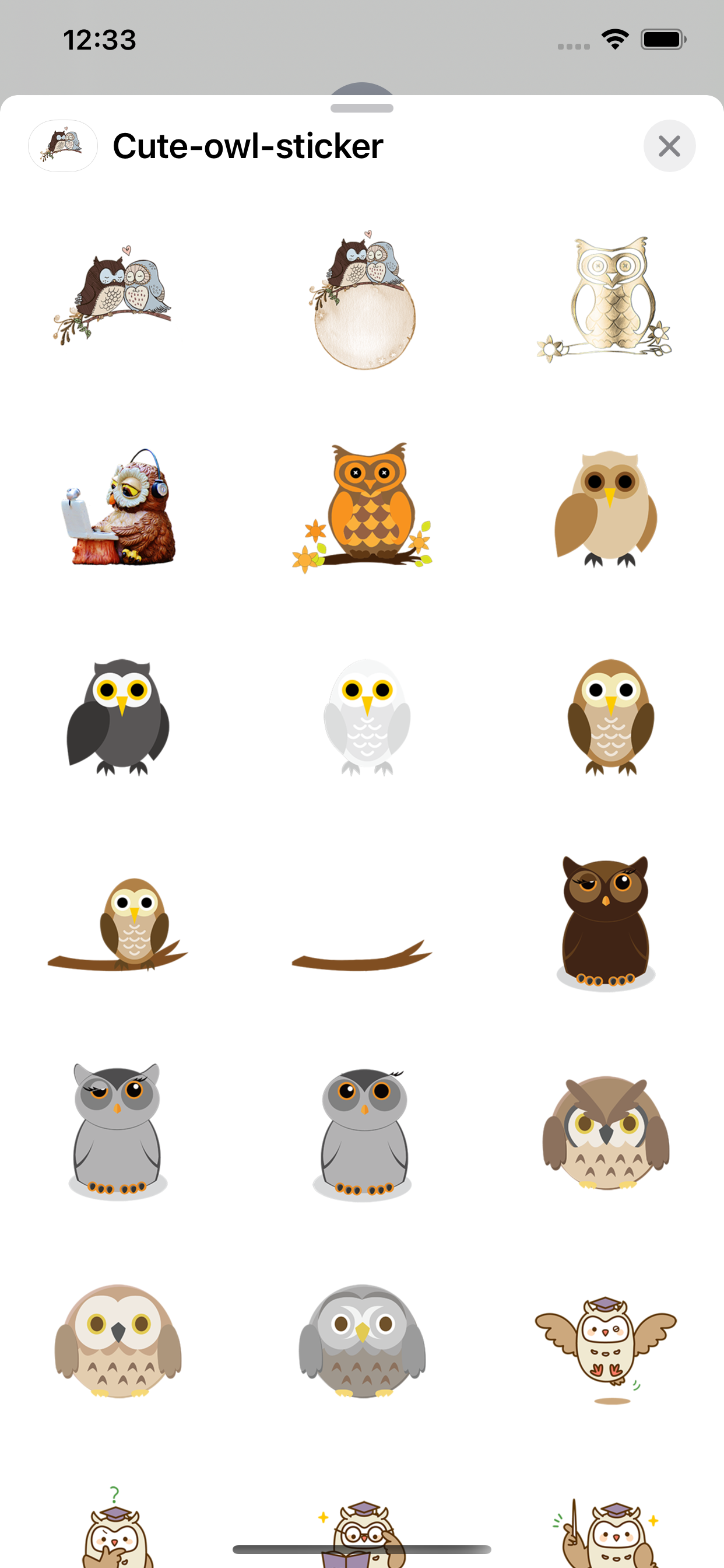 Uil schattige sticker