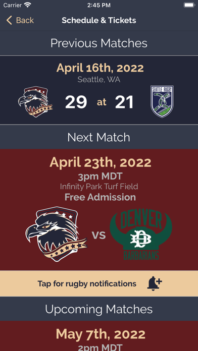 American Raptors Rugby Screenshot