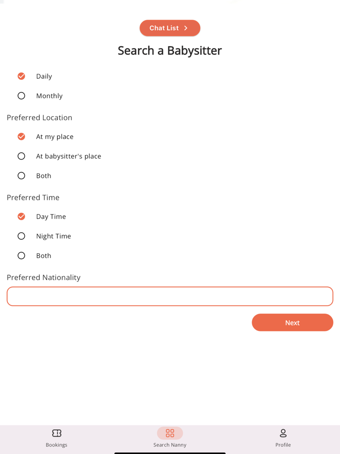 Nanny Bahrain Application