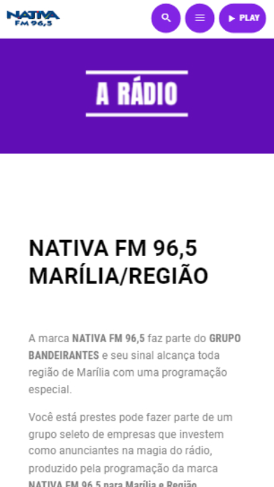 Nativa FM Marilia SP - 96,5 Screenshot