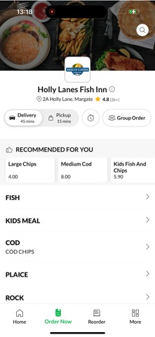 Holly Lanes Fish Inn iPhone screenshot