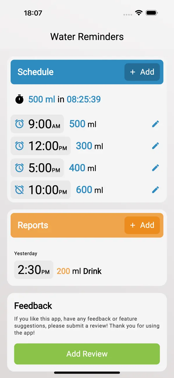 Screenshot #1 pour Drink Reminders