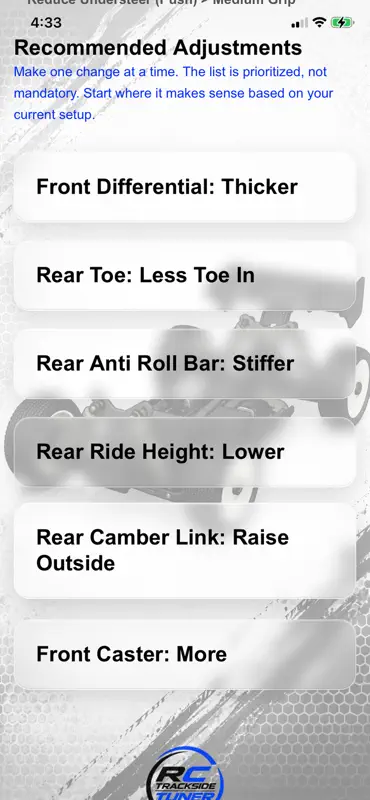 RC Trackside Tuner - RC Setup screenshot 4 of 5