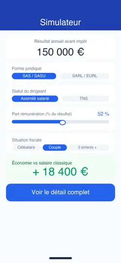 Capture d'écran de Salaire - Dividendes SAS/SARL sur iPhone 1