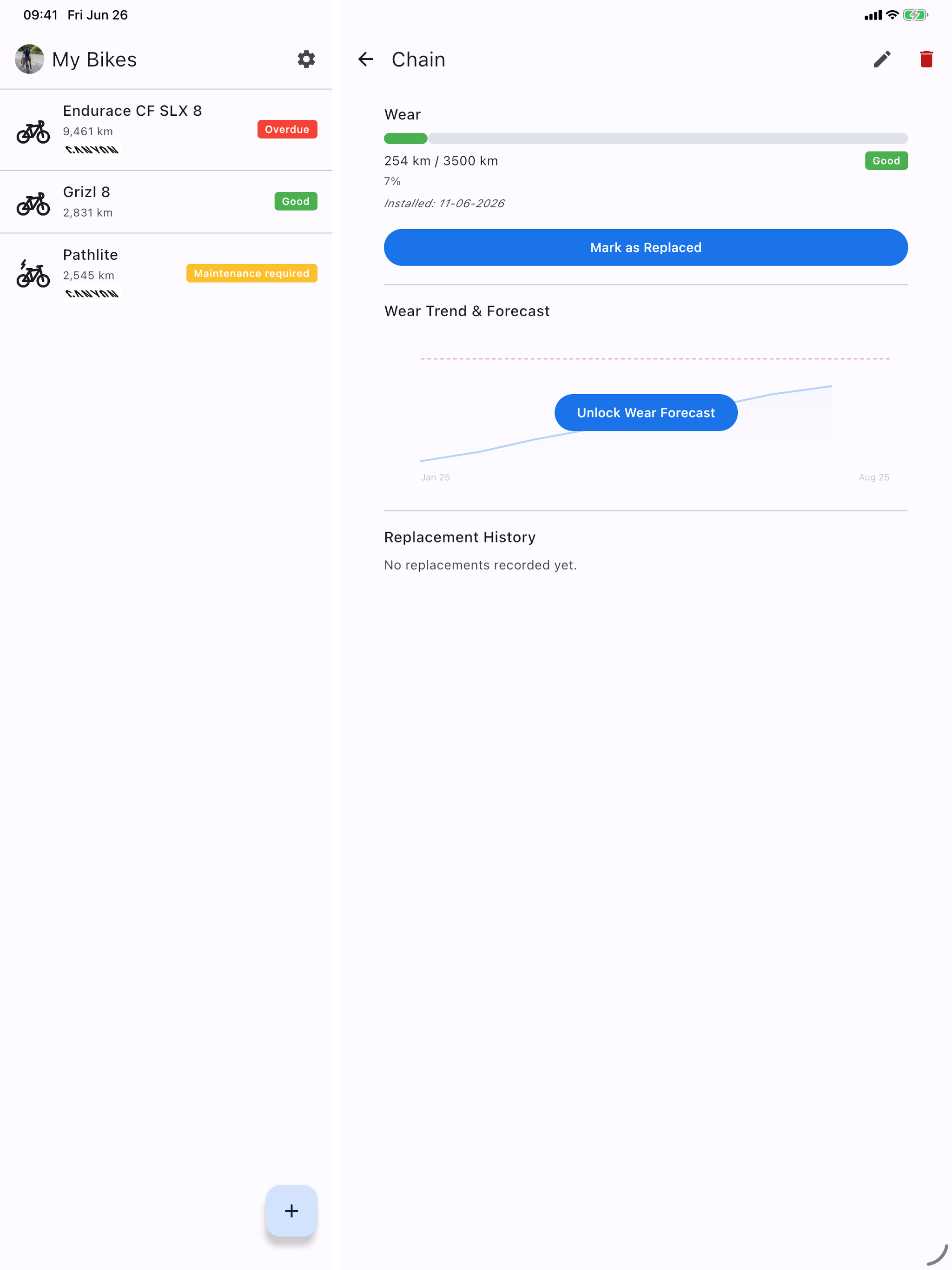 Bike Gear Tracker: Maintenance