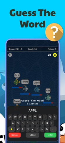 Clue Fish - Word Puzzle Game iPhone screenshot