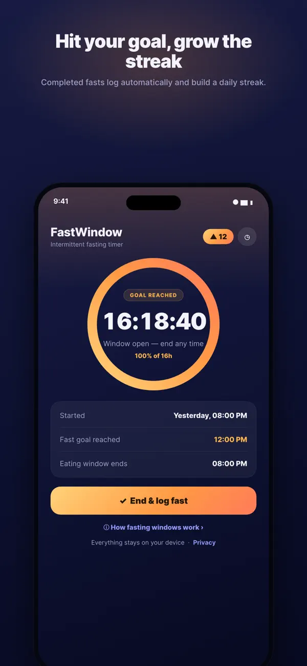 Screenshot #3 pour FastWindow: Fasting Timer