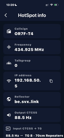 SVXLink-HotSpot iPhone screenshot