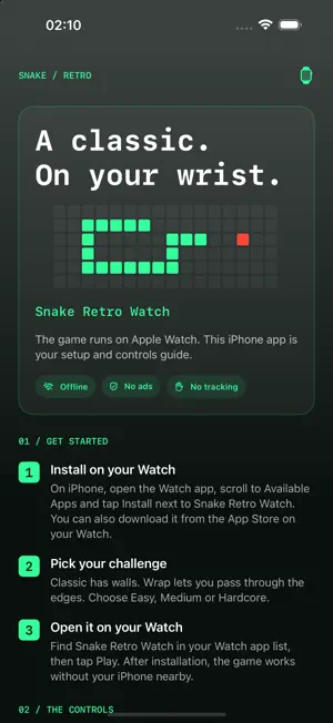 Snake Retro for Apple Watch screenshot 1