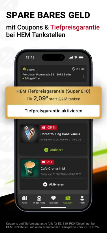 HEM - Spritpreise und Coupons screenshot 1 of 6