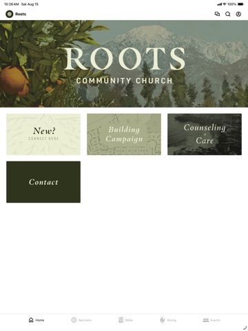 Roots Community Church iPad screenshot