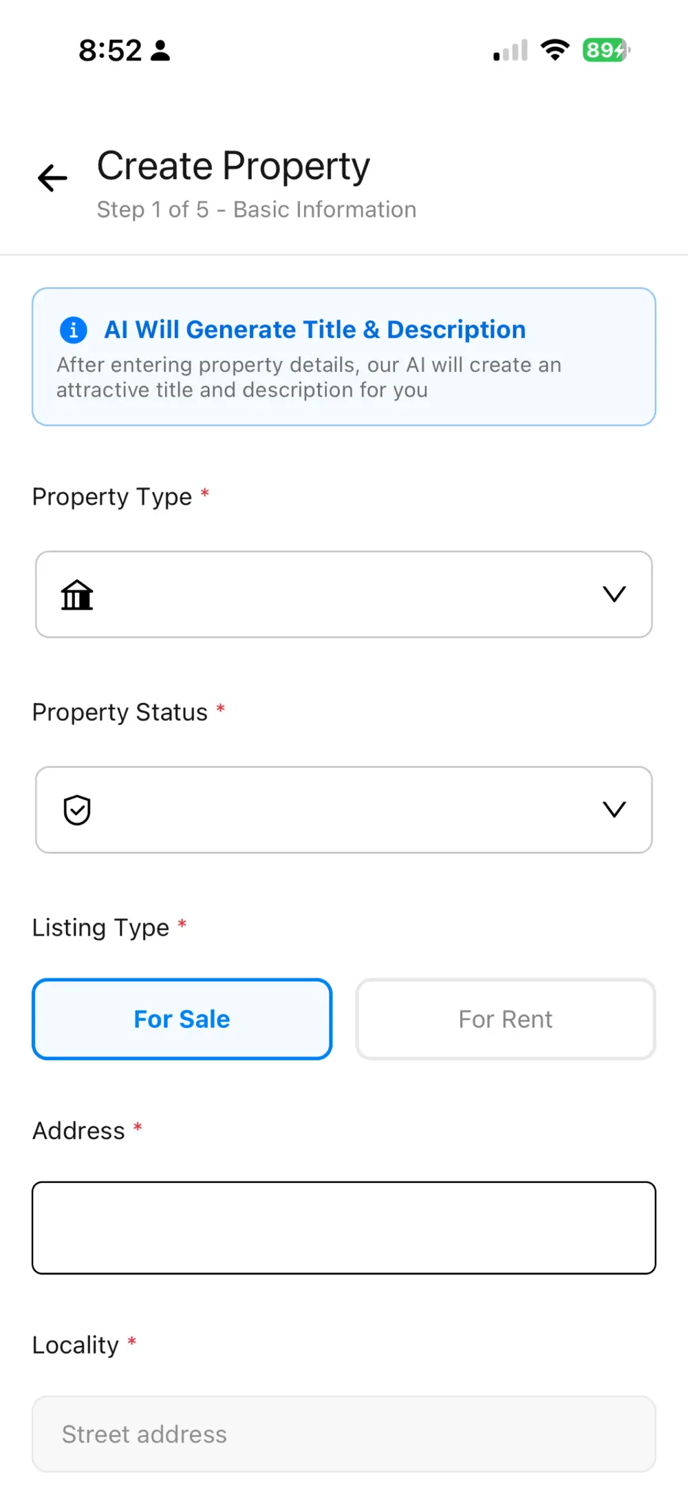 Kaastel AI-generated listing title and description