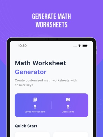 Math Worksheet Generator iPad screenshot