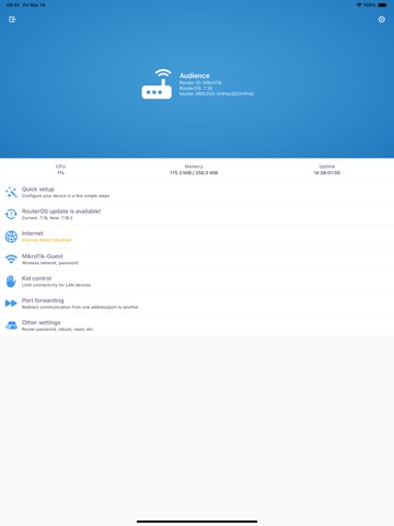 MikroTik iPad screenshot