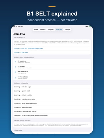 ESOL SELT B1 Prep iPad screenshot