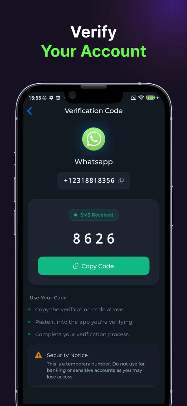 #5. Virtual SMS Number - SmsCode (iOS) Podle: EVERCODE BILISIM DIJITAL YAZILIM HIZMETLERI TICARET LIMITED SIRKETI