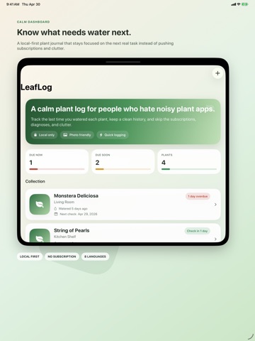 LeafLog Plant Journal iPad screenshot