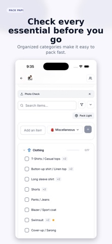 Pack Papi: AI Packing List screenshot