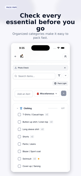 Pack Papi: AI Packing List Screenshot 6 of 7