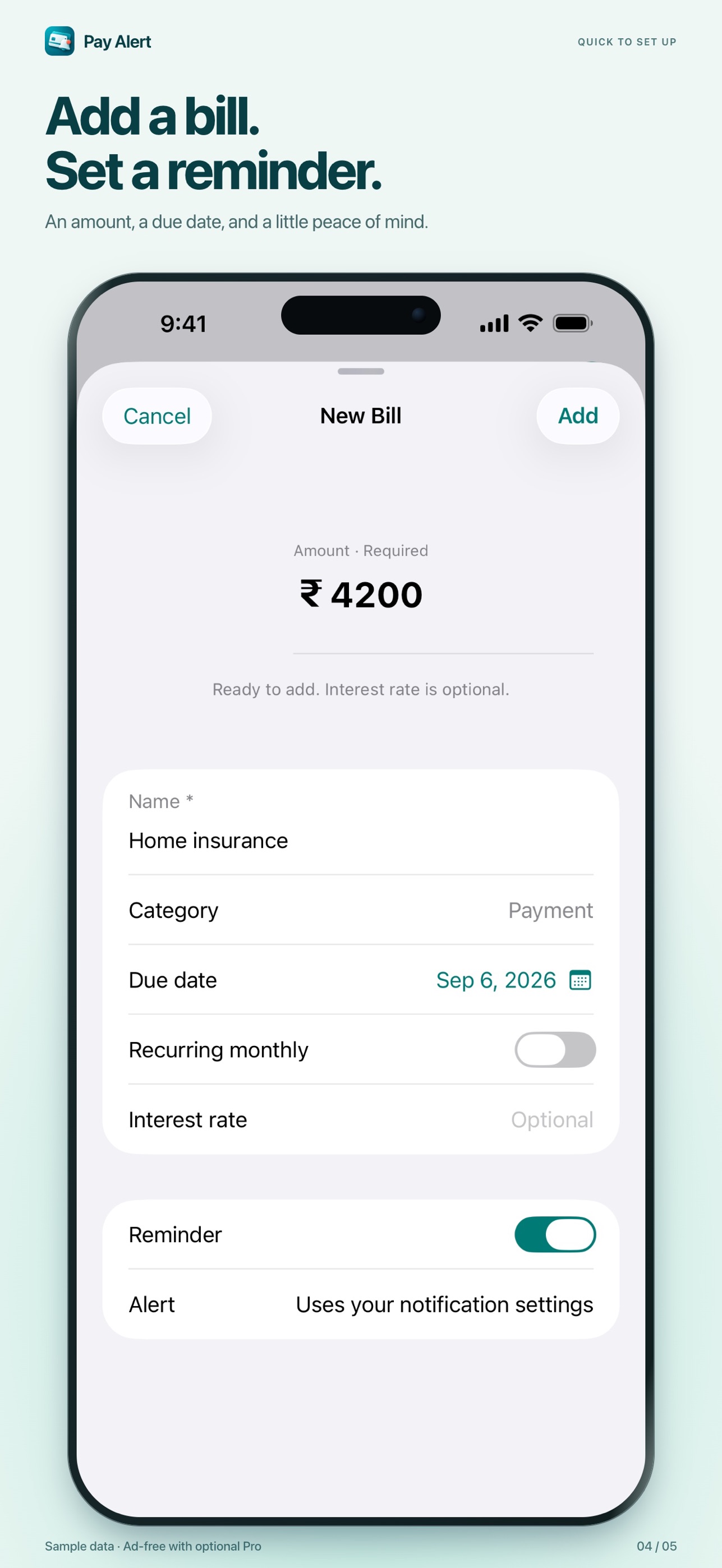 Screenshot 4 of Pay Alert: Bill & Loan Tracker