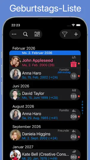 Screenshot von BirthdaysPro HD auf dem iPhone 1