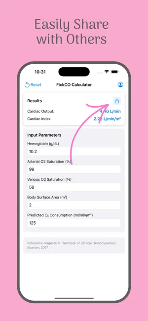 Fick Cardiac Output Calculator screenshot 2