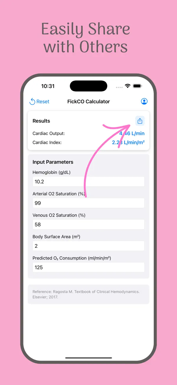 Screenshot #2 pour Fick Cardiac Output Calculator