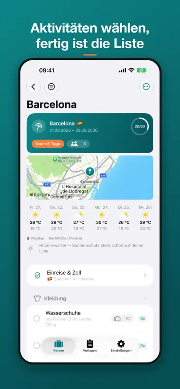 TravelSheet: Smarte Packliste screenshot 1 of 9