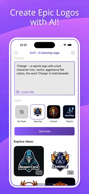 Buff: AI Gaming Logo Maker screenshot 1